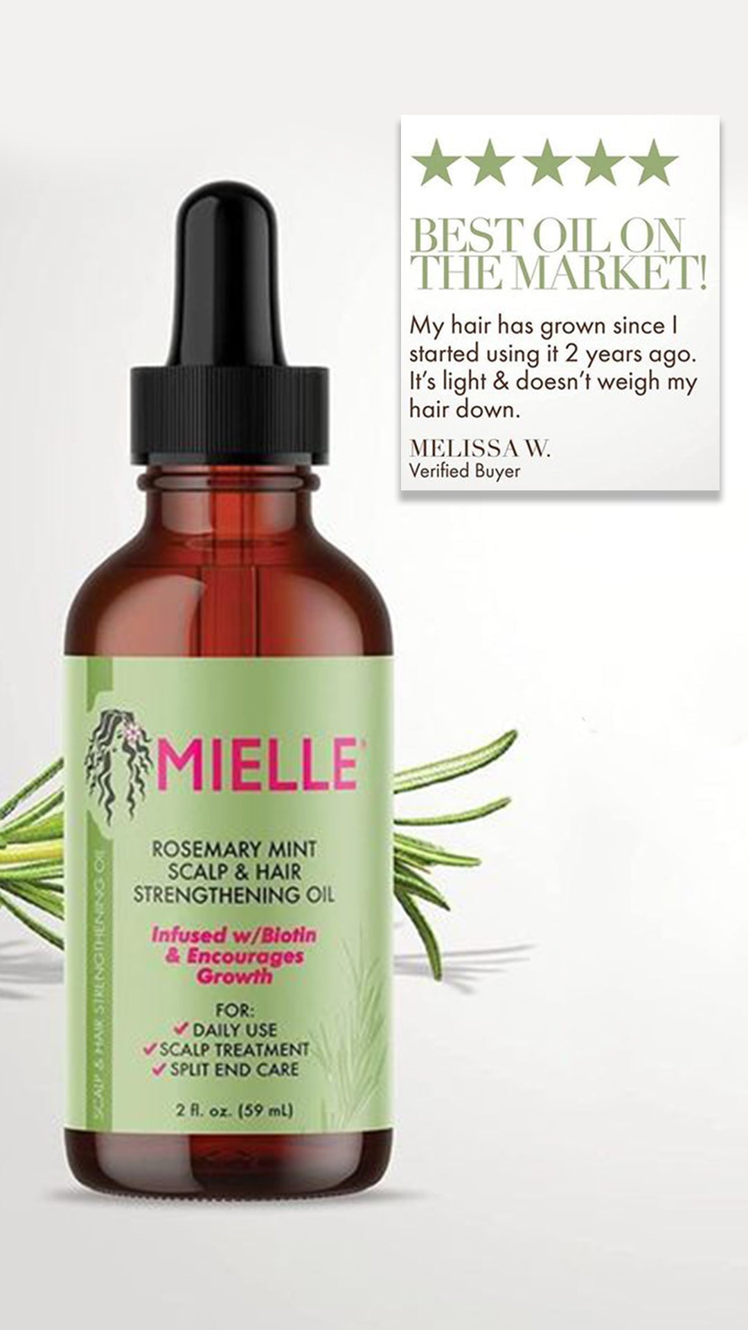 Mielle Rosemary Mint Scalp & Hair Strengthening Oil - 2 fl oz