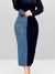 Two-Tone Denim Midi Dress - High-Stretch Lycra Blend
