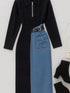 Two-Tone Denim Midi Dress - High-Stretch Lycra Blend