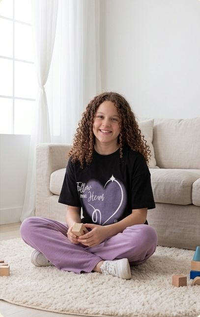 Girls "Follow Your Heart" T-Shirt & Wide-Leg Pants Set