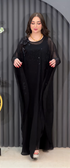 Elegant Heat-Press Embroidered Evening Abaya - One Size