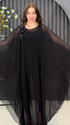 Elegant Heat-Press Embroidered Evening Abaya - One Size