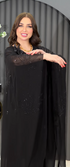 Elegant Heat-Press Embroidered Evening Abaya - One Size