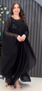 Elegant Heat-Press Embroidered Evening Abaya - One Size