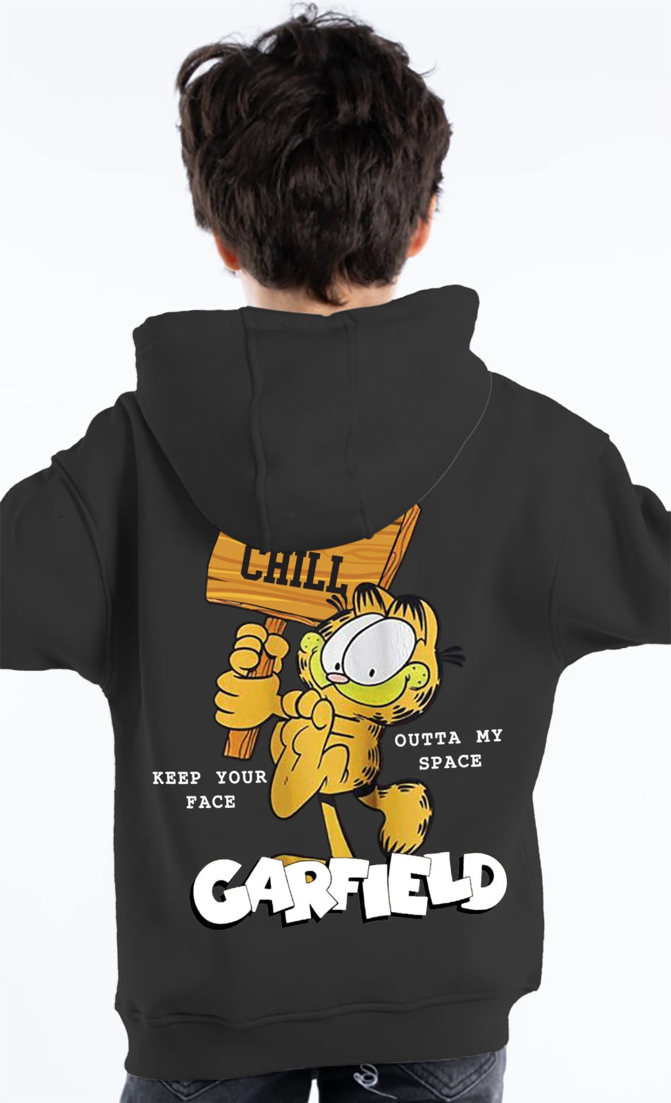 Kids Black Garfield Logo Hoodie - Egyptian Cotton