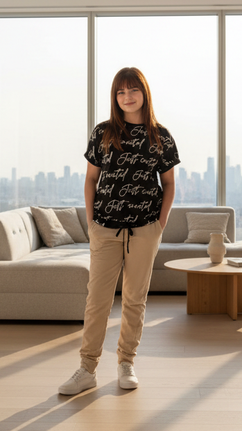 Girls "Just Created" T-Shirt & Smiley Jogger Pants Set