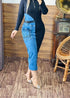 Two-Tone Denim Midi Dress - High-Stretch Lycra Blend